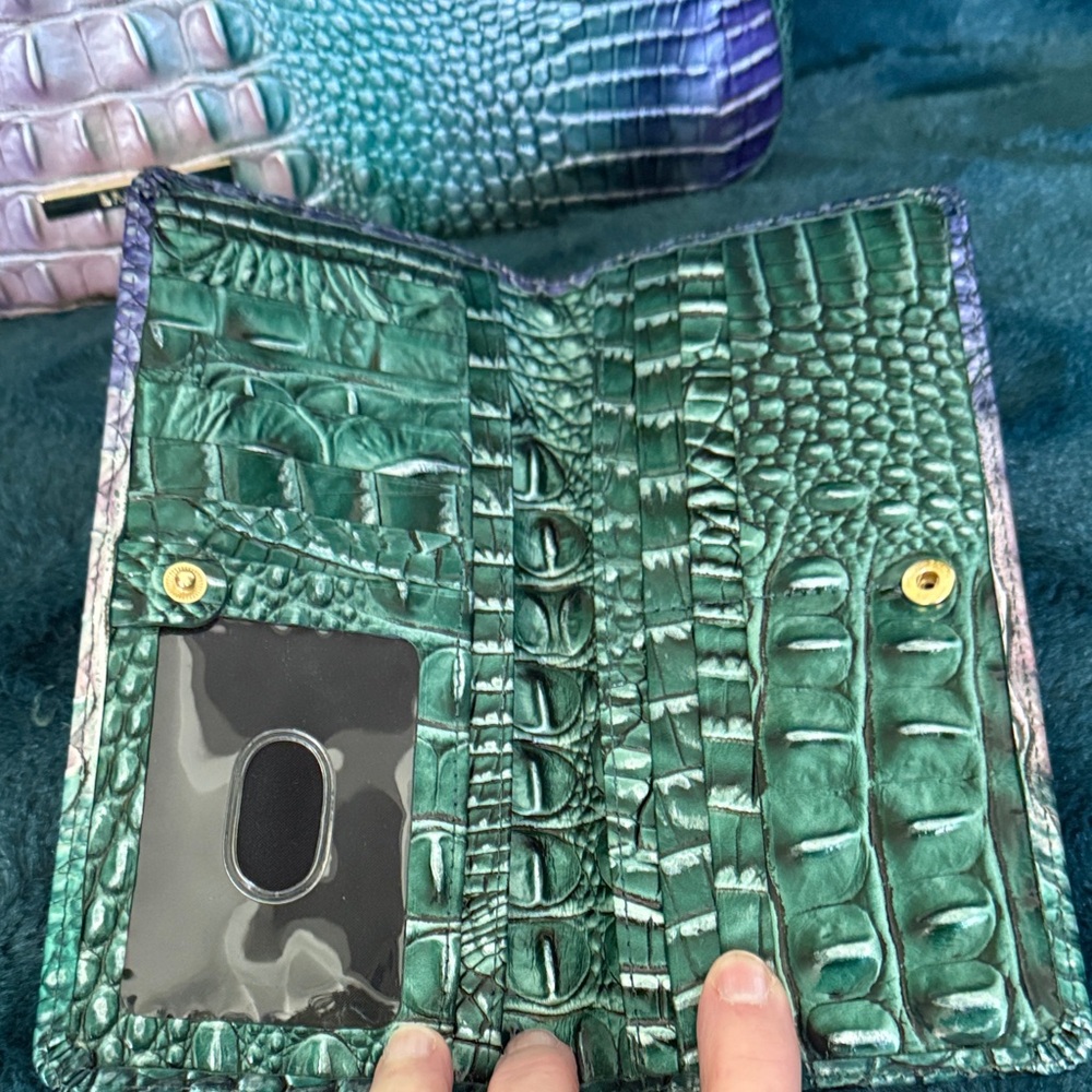Brahmin Purple and Green Crocodile Embossed Shoulder Bag NWOT - Picture 7 of 7